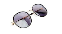 Unisex Medium Round Sunglasses. Golden Metal Frame.