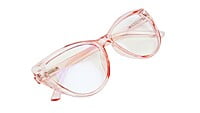 Female Oversize Cat Eye Spectacle Frame. See Through Pink Color