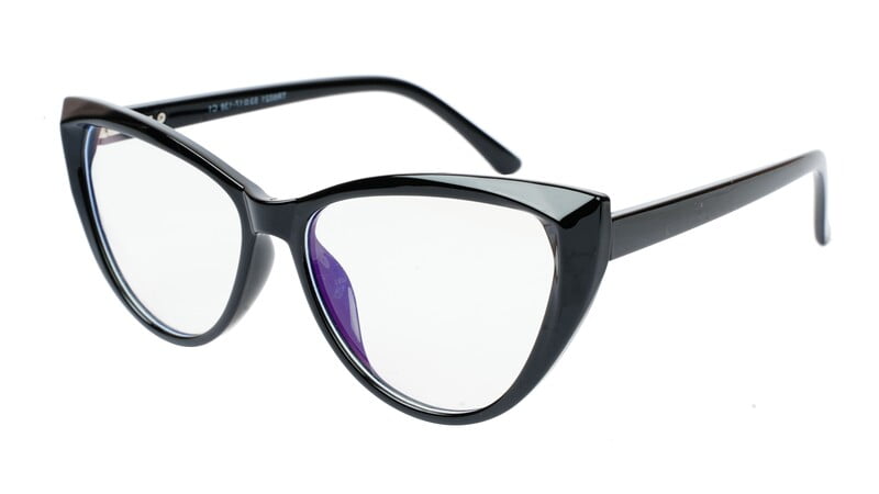 Female Oversize Cat Eye Spectacle Frame. Glossy Black
