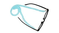 Soigné Female Large Cateye Sunglasses.See Through Pink Frame with Light blue String