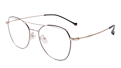 Soigné Unisex Aviator Spectacle Frame.Black&Gold-Medium