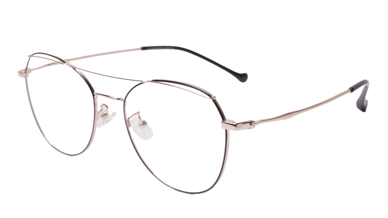 Soigné Unisex Aviator Spectacle Frame.Black&Gold-Medium
