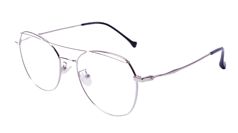 Soigné Unisex Aviator Spectacle Frame.Silver Color-Medium
