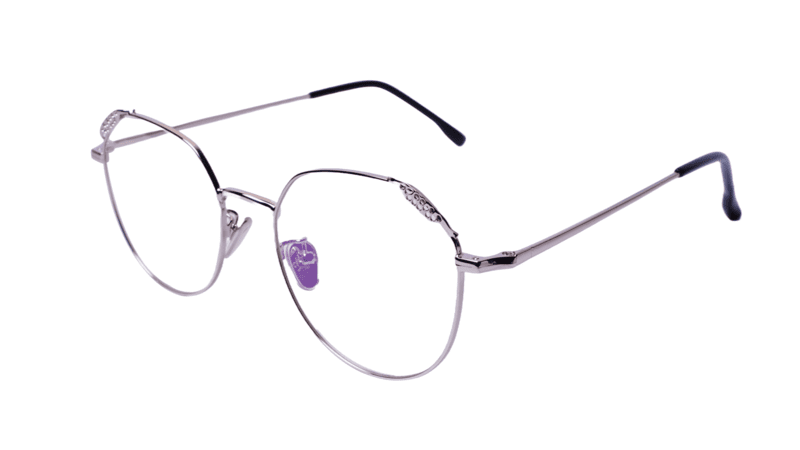 Soigné Female Round Spectacle Frame.Silver-Medium