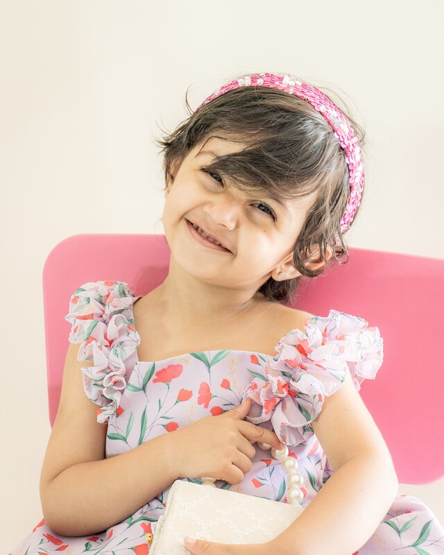 Lilac Blossom Mother-Daughter Dress Set with Charming Bow Accent