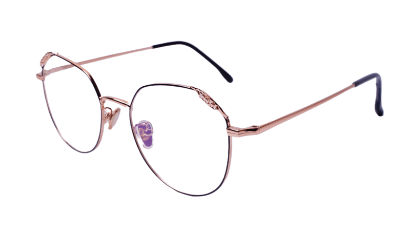 Soigné Female Round Spectacle Frame.Golden&Black-Medium