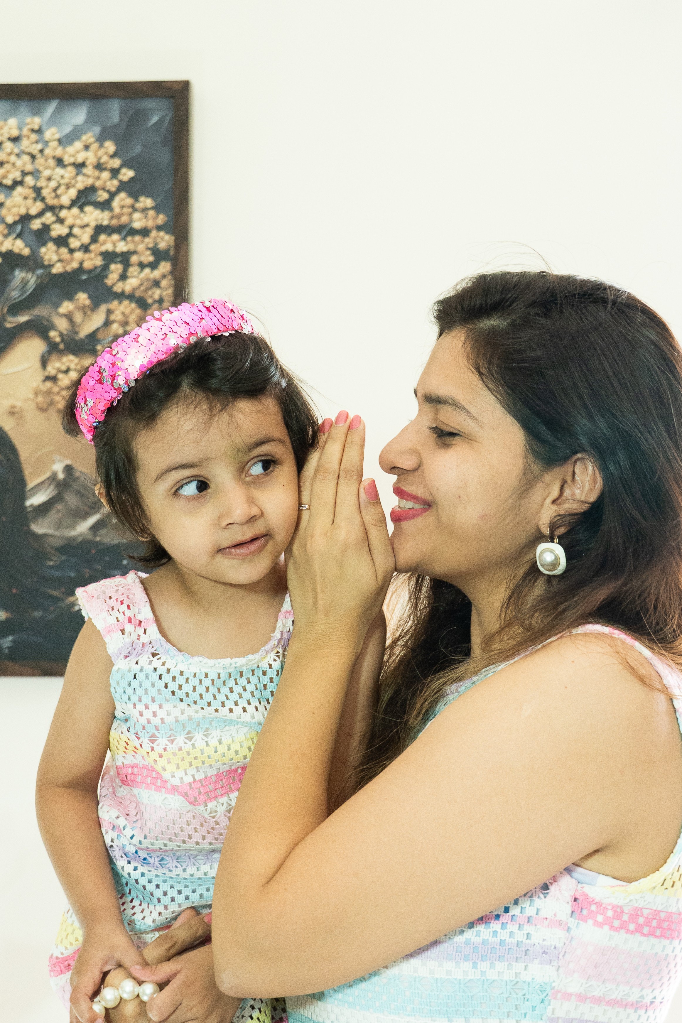 Pastel Harmony Mother-Daughter Dress Set with Soft Striped Elegance