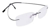 Unisex Rectangular Rimless Flexible Spectacle Frame. Transparent Lens. Black Color Frame.