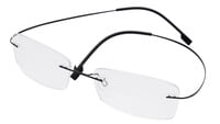 Unisex Rectangular Rimless Flexible Spectacle Frame. Transparent Lens. Black Color Frame.