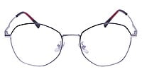 Unisex Pentagon Spectacle Frame. Silver & Black Frame