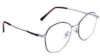 Unisex Pentagon Spectacle Frame. Silver & Black Frame