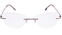 Soigné Female Medium Rimless Cat Eye Spectacle Frame. with Golden ChainRed with