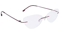 Soigné Female Medium Rimless Cat Eye Spectacle Frame. with Golden ChainRed with