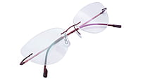 Soigné Female Medium Rimless Cat Eye Spectacle Frame. with Golden ChainRed with