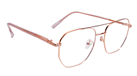 Soigné Unisex Large Pentagon Spectacle Frame.Rose Gold Color