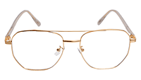 Soigné Unisex Large Pentagon Spectacle Frame.Golden Color Frame Soigné Unisex Large Pentagon Spectacle Frame.Golden Color Frame