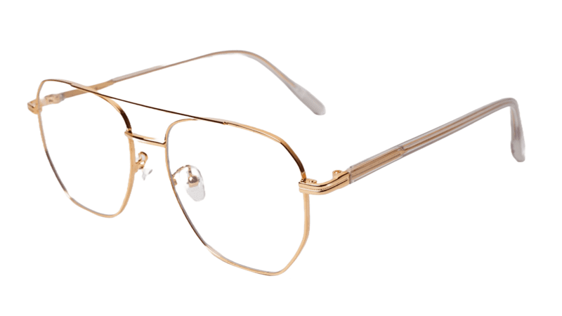 Soigné Unisex Large Pentagon Spectacle Frame.Golden Color Frame Soigné Unisex Large Pentagon Spectacle Frame.Golden Color Frame