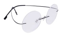 Unisex Rimless Round Flexible Spectacle Frame. Black Color Metal Frame.