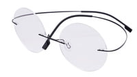 Unisex Rimless Round Flexible Spectacle Frame. Black Color Metal Frame.
