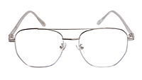 Soigné Unisex Large Pentagon Spectacle Frame.Silver Color Frame