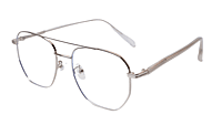 Soigné Unisex Large Pentagon Spectacle Frame.Silver Color Frame