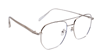 Soigné Unisex Large Pentagon Spectacle Frame.Silver Color Frame