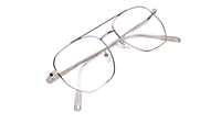 Soigné Unisex Large Pentagon Spectacle Frame.Silver Color Frame