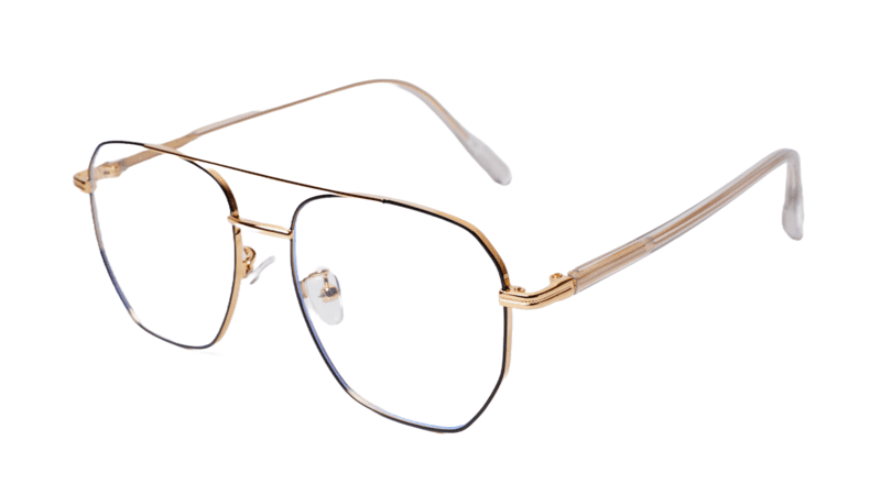 Soigné Unisex Large Pentagon Spectacle Frame.Gold&Black Frame Soigné Unisex Large Pentagon Spectacle Frame.Gold&Black Frame