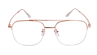 Soigné Unisex Large Half Rimmed Square Spectacle Frame.Rose Gold