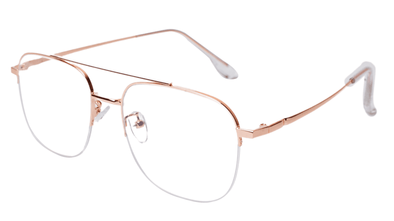 Soigné Unisex Large Half Rimmed Square Spectacle Frame.Rose Gold
