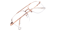 Soigné Unisex Large Half Rimmed Square Spectacle Frame.Rose Gold