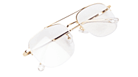Soigné Unisex Half Rimmed Square Spectacle Frame.Gold-Large