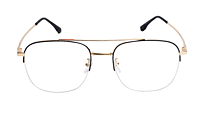 Soigné Unisex Half Rimmed Square Spectacle Frame.Gold&Black-Large