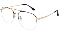 Soigné Unisex Half Rimmed Square Spectacle Frame.Gold&Black-Large