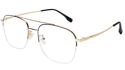 Soigné Unisex Half Rimmed Square Spectacle Frame.Gold&Black-Large