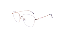 Soigné Female Medium Cat Eye Spectacle Frame.White&Golden Metal Frame