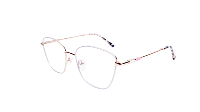 Soigné Female Medium Cat Eye Spectacle Frame.White&Golden Metal Frame