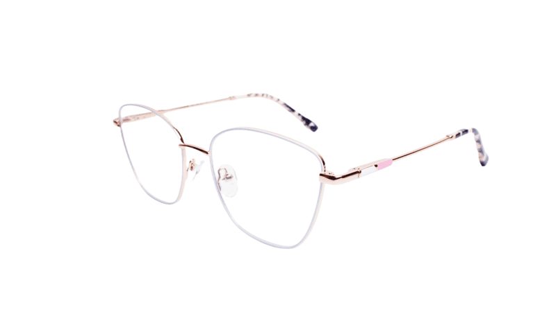 Soigné Female Medium Cat Eye Spectacle Frame.White&Golden Metal Frame