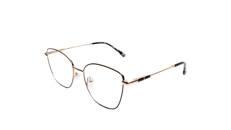 Soigné Female Medium Cat Eye Spectacle Frame.Black&Golden