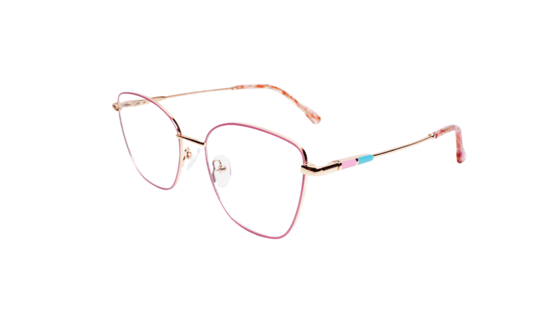 Soigné Female Medium Cat Eye Spectacle Frame.Pink&Golden Metal Frame Soigné Female Medium Cat Eye Spectacle Frame.Pink&Golden Metal Frame