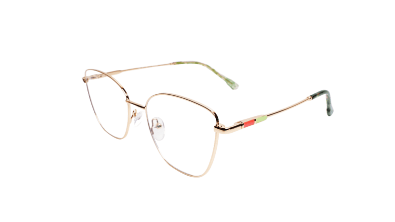Soigné Female Medium Cat Eye Spectacle Frame.Golden Metal Frame Soigné Female Medium Cat Eye Spectacle Frame.Golden Metal Frame