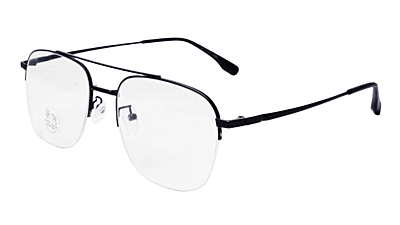 Soigné Unisex Half Rimmed Square Spectacle Frame.Matte Black Color-Large