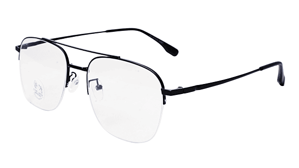 Soigné Unisex Half Rimmed Square Spectacle Frame.Matte Black Color-Large