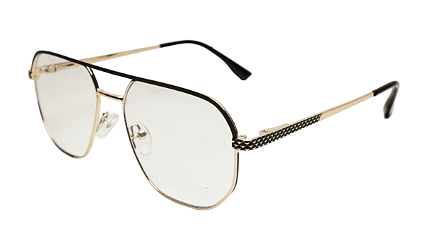 Soigné Unisex Aviator Spectacle Frame.Golden&Black-Medium