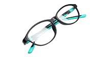 Soigné Kids&Teens Oval Spectacle Frame.Black&Green.(10-14)Y-Unisex