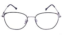Female Medium Square Spectacle Frame. Silver & Black Color Rim