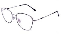 Female Medium Square Spectacle Frame. Silver & Black Color Rim