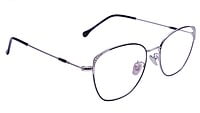 Female Medium Square Spectacle Frame. Silver & Black Color Rim
