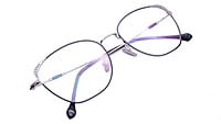 Female Medium Square Spectacle Frame. Silver & Black Color Rim