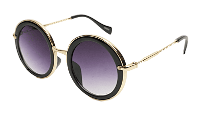Soigné Female Oversized Round Sunglasses.Golden&Black Color